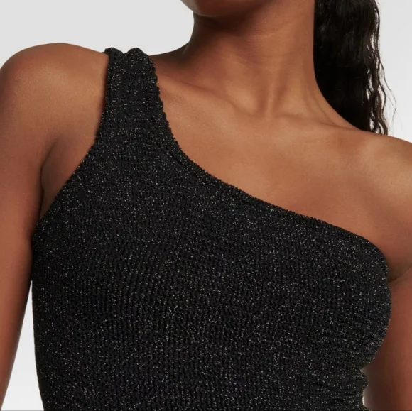 NWT Hunza G Nancy One Piece swimsuit in black and gold metallic - Picture 3 of 8